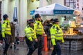 London, January 26, 2020. British Police officers patrolling the streets of England wearing stab vests Royalty Free Stock Photo