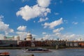 Afternoon view of the St. Paul\'s Cathedral, Millennium Bridge and Thames River Royalty Free Stock Photo