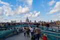 Afternoon view of the St. Paul\'s Cathedral, Millennium Bridge and Thames River Royalty Free Stock Photo