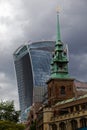 20 Fenchurch Street obscured by All Hallows by the Tower