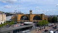 London Kings Cross and St Pancras Train stations from above - aerial view - LONDON, UK - JUNE 9, 2022