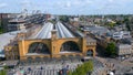 London Kings Cross and St Pancras Train stations from above - aerial view - LONDON, UK - JUNE 9, 2022