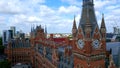 London Kings Cross and St Pancras Train stations from above - aerial view