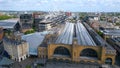 London Kings Cross and St Pancras Train stations from above - aerial view