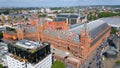 London Kings Cross and St Pancras Train stations from above - aerial view