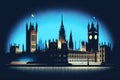 London landmark illustration of Palace of Westminster. Travel destination, famous place for vacations banner