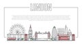 London landmark panorama in linear style