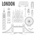 London landmarks, design elements in modern linear style