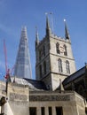 London landmarks: Southwark Cathedral and Shard