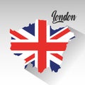 London map with england flag inside Royalty Free Stock Photo