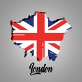 London map with england flag inside Royalty Free Stock Photo