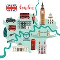 London map vector. Abstract atlas poster Royalty Free Stock Photo