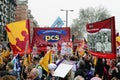 LONDON - MARCH 26: Protesters march against public expenditure cuts in a rally -- March for the Alternative -- organised by the Tr