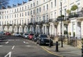 London - March 30: Iconic traditional row of town houses in Kensington on March 30, 2017