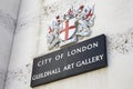 LONDON - MAY, 2017: City Of London Guildhall Art Gallery street sign, London, EC2, detail.