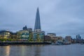 London - May 3, 2019: view from the Thames - The Shard London Bridge and HMS Belfast