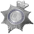 London Metropolitan Police Helmet Plate on white. 3D illustration