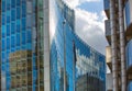 LONDON, Modern English architecture, glass texture with sky reflection. City of London Royalty Free Stock Photo