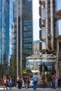 LONDON, Modern English architecture, glass texture with sky reflection. City of London Royalty Free Stock Photo