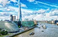 London modern skyline along river Thames on a beautiful sunny da