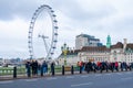 London morning. London eye, County Hall, Westminster Bridge, Big Ben and Houses of Parliament. Royalty Free Stock Photo