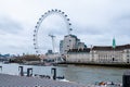 London morning. London eye, County Hall, Westminster Bridge, Big Ben and Houses of Parliament. Royalty Free Stock Photo