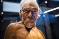 London. Neanderthal Homo adult male, based on 40000 year-old remains found at Spy in Belgium.