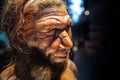 London. Neanderthal Homo adult male, based on 40000 year-old remains found at Spy in Belgium.
