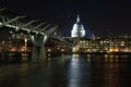 London Night at Millenium Bridge and St Pauls