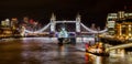 London Night Scape of Tower Bridge and HMS Belfast