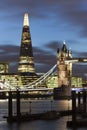 The Shard and Tower Bridge by night, London