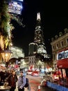 London Night scene showing The Shard, a London Bus, and The Southwark Tavern. Royalty Free Stock Photo