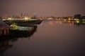 London Night View River Thames London UK, City Airport