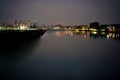 London Night View River Thames London UK, City Airport