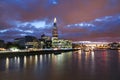 London, Night view, Shard Building and River Thames Royalty Free Stock Photo