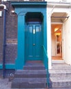 London Notting Hill, colorful blue green entrance door