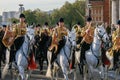 Band of the Lifeguards parading on horseback at the Lord Mayor`s Show in London on November 12, 2005.