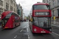 The New Routemaster buses in Whitehall