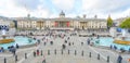 London - October 4, 2019: entrance to The National Gallery and Trafalgar Square, panoramic view from above