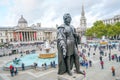 London - October 4, 2019: Obelisk Charles James Napier at Trafalgar Square, aerial view