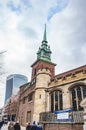 London old church of all hallows by the tower with blue sky