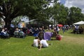 London Ontario, Canada - July 10, 2016: Unidentified people entertained by the show on the stage at the park