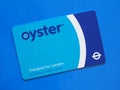 London Oyster card over blue