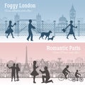 London And Paris Banners Set Royalty Free Stock Photo