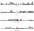 London, Paris, Berlin and Rome city skylines Royalty Free Stock Photo