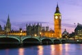 London, parliament building and Westminster Bridge at Dusk Royalty Free Stock Photo