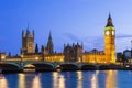 London, parliament building and Westminster Bridge at Dusk Royalty Free Stock Photo