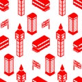 London pattern seamless. United Kingdom background. Landmark of London set icon. Red doubledecker and phone booth. UK flag and Big Royalty Free Stock Photo