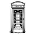 London pay phone. Hand drawn sketch illustration isolated on white background Royalty Free Stock Photo