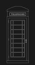 London phone booth vector illustration isolated on black background. Street telephone box, Great Britain symbol. Royalty Free Stock Photo